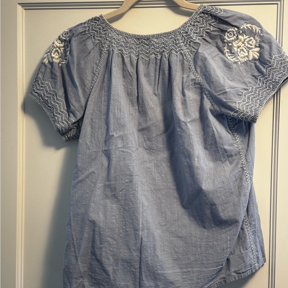 J Crew Blue Embroidered Women's Top - Picture 2 of 2